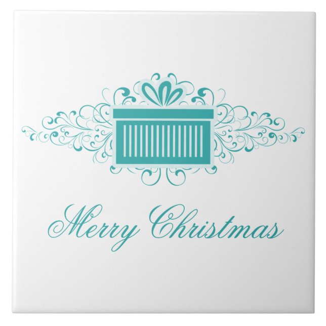 Holiday Swirls Presente Azulejo, Aqua (Frente)