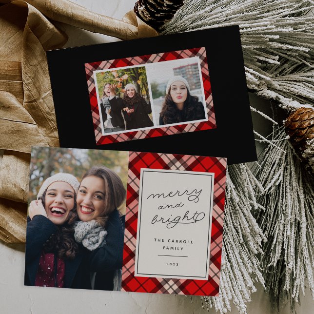 Holiday Tartan | CARTÕES DE FOTO DE NATAL (Criador carregado)