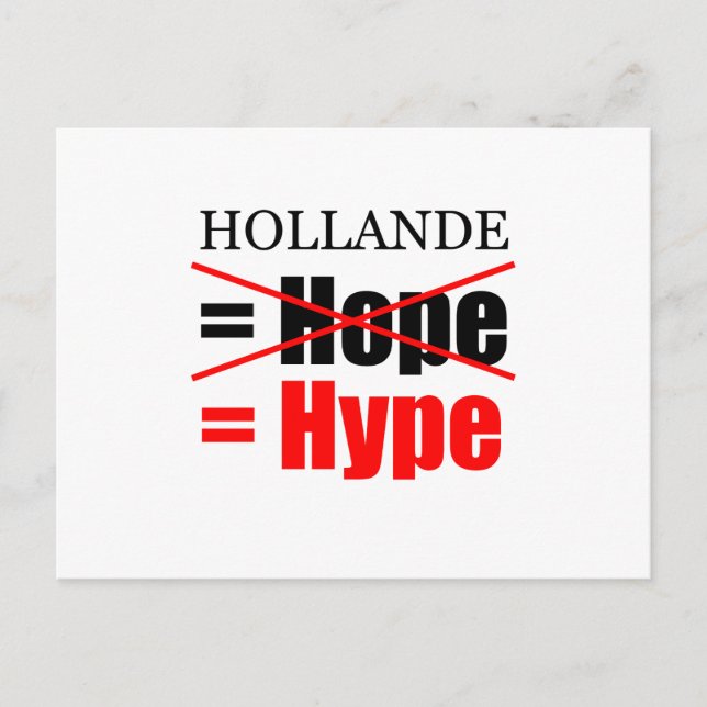 Hollande Not Hope = Hype - H Cartão postal (Frente)