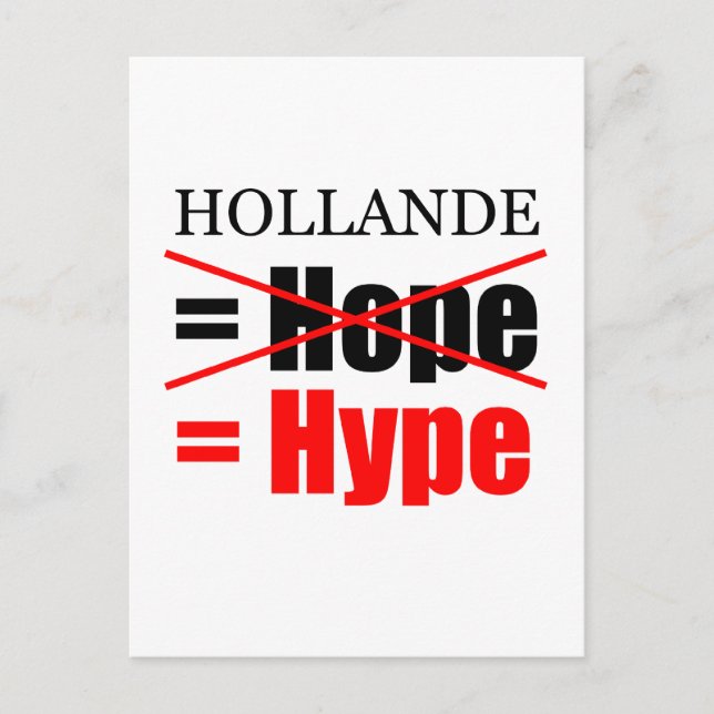 Hollande Not Hope = Hype- V Cartão postal (Frente)