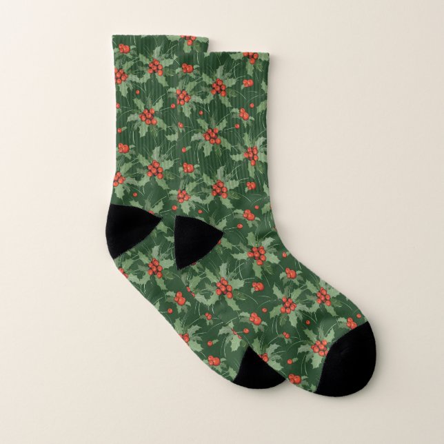 Holly Berries Design Meias de Natal (Par)