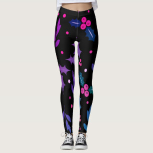 Holly Berry Christmas Patterings Leggings