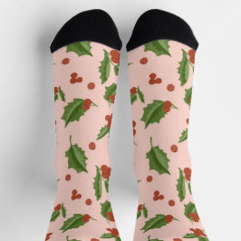 Holly Berry Christmas Socks