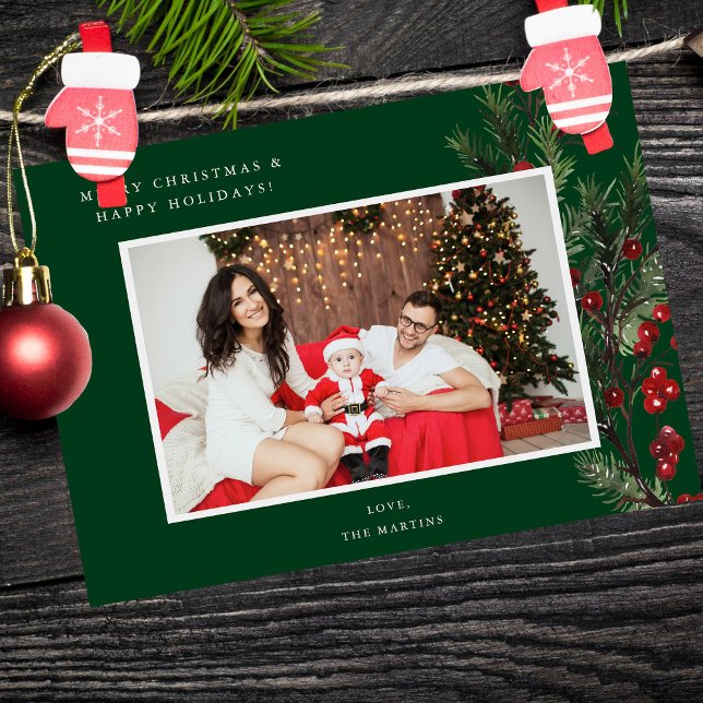 Holly Berry H Photo Holiday ou Natal - Verde (Criador carregado)