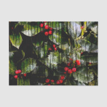 Holly Berry - Papel de Tecido Horizontal