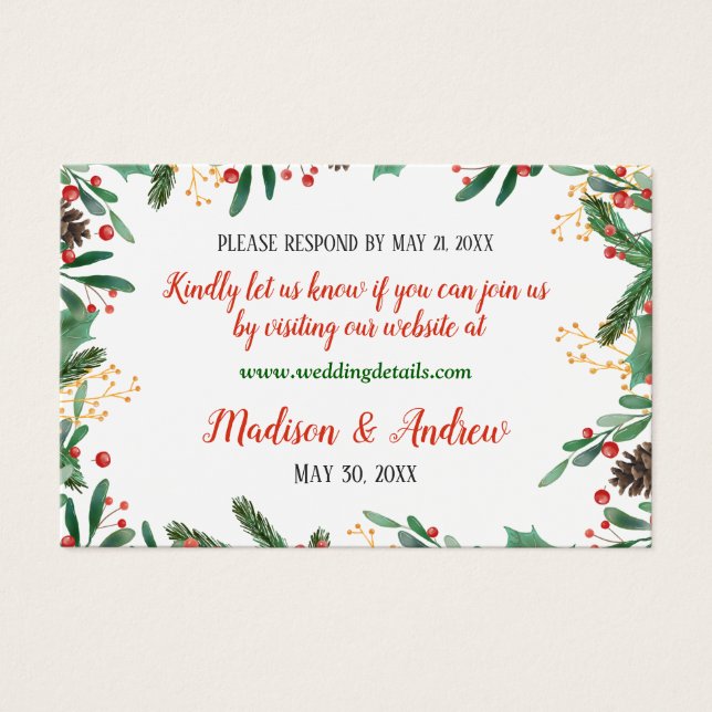 Holly deixa Berry Natal | RSVP de Casamento Online (Frente)