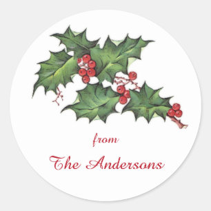 Holly e Berries Etiqueta de presentes de Natal