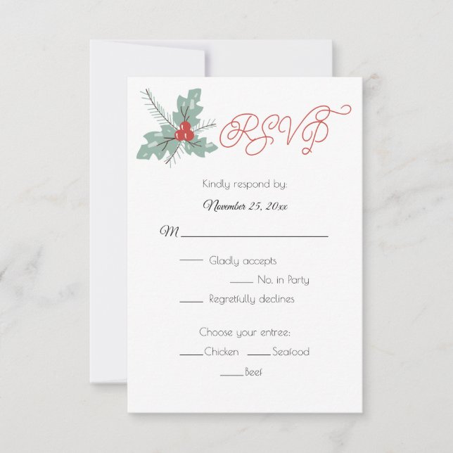 Holly e Berries Pine Bough RSVP (Frente)