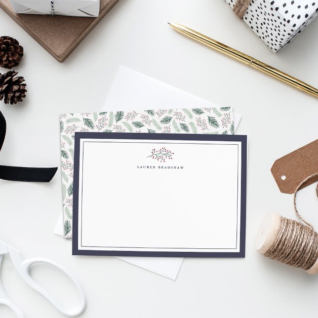 Holly e Pine | Cartão de papelaria personalizado (Criador carregado)