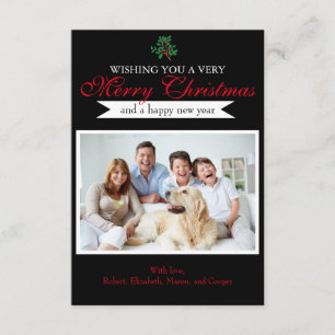 Holly "Feliz Natal" Foto - Cartão de Natal 3x5