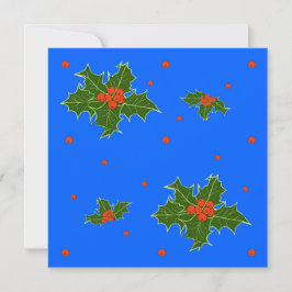 Holly (Ilex) Motif de Natal em Azul Festivo
