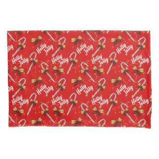 Holly Jolly Candy Cane Cristmas Pillowcase
