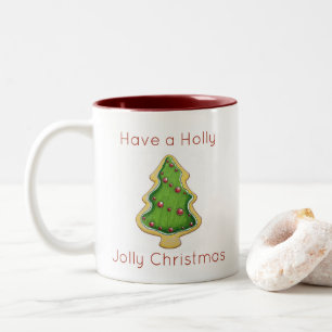 Holly Jolly, caneca de biscoito da árvore de Natal