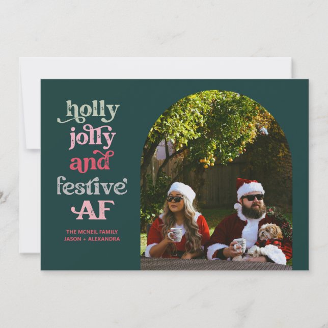 Holly Jolly e Festivas AF Cartão com fotos de Féri (Frente)