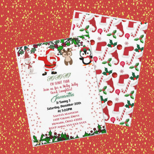 Holly Jolly Papai noel Snowman Xmas Convite de Ani