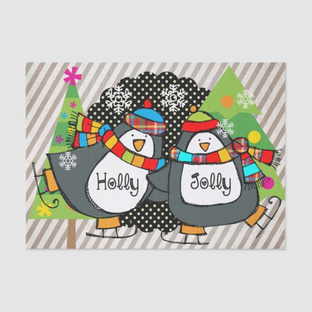 Holly Jolly Penguins - Papel Tecidual (Frente )