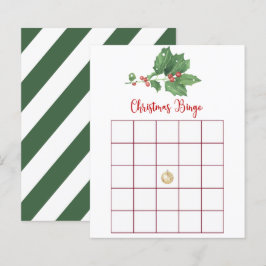 Holly Wreath Christmas Bingo Game Card