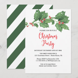 Holly Wreath Convite de festas de Natal