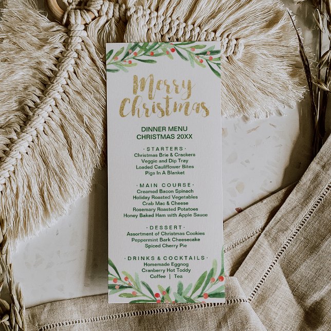 Holly Wreath Felry Janta Menu Card (Criador carregado)