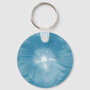 Hollyhock Flower Icy Blue Chaveiro