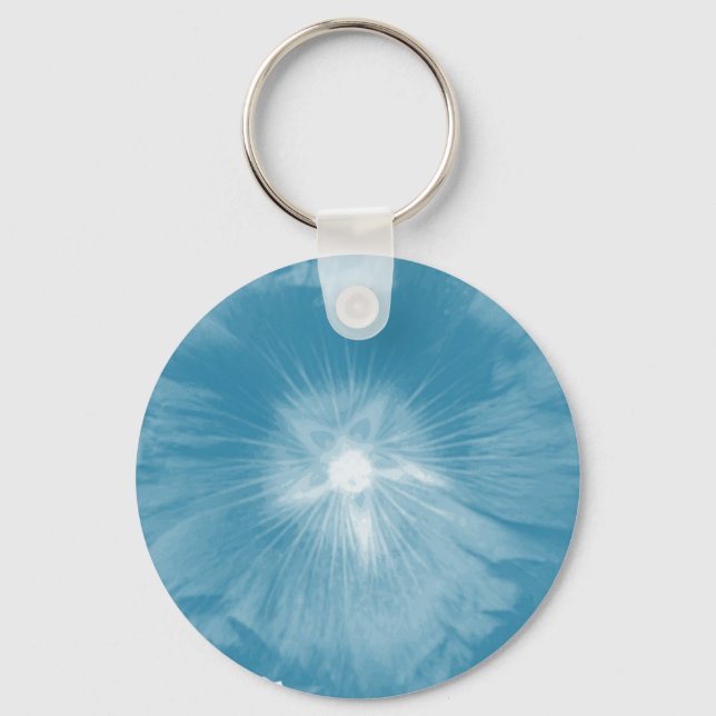 Hollyhock Flower Icy Blue Chaveiro (Frente)