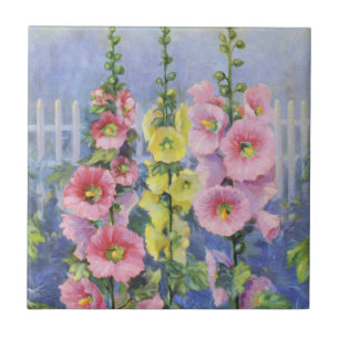 Hollyhock rosa e amarelo por Cargill, 1937