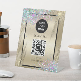 Holo Glitter Business Código QR Logotipo Metálico 