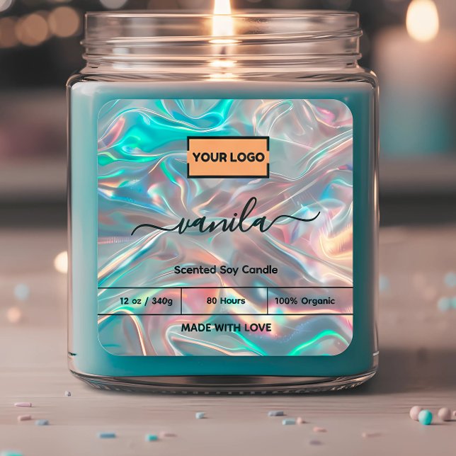 Holográfico - Adicione a etiqueta da vela do logot (Criador carregado)