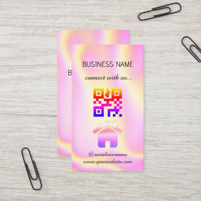 Holográfico - Cartão de visita de Código QR de Míd (Frente/Verso In Situ)