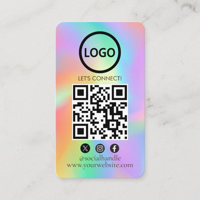 Holograma, Cartões Personalizados Modernos, QR de  (Frente)