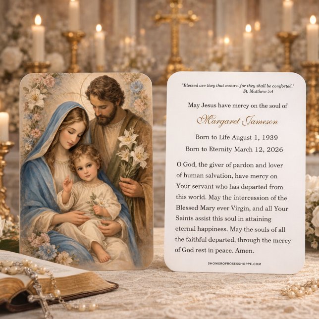 Holy Family Catholic Funeral Memorial Holy Card - (Criador carregado)