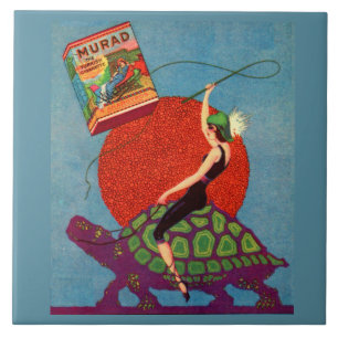 Homad Cigarro senhora cavalgando tartaruga gigante