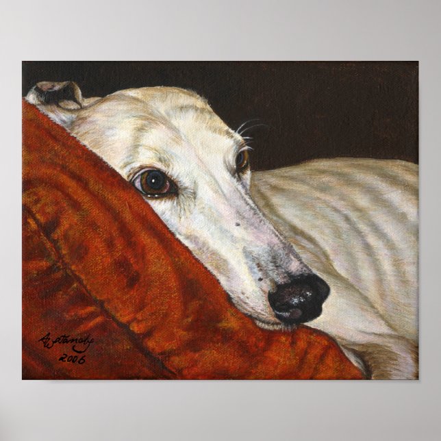 "Home at Last", poster de arte de cães galgos (Frente)