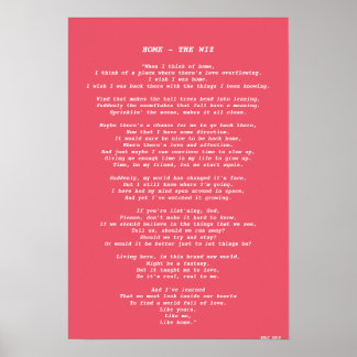 'HOME' DO WIZ LYRICS POSTER