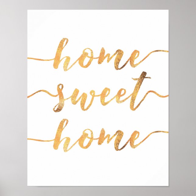 Home doce home faux gold foil poster impressão (Frente)