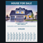 Home House For Sale By Owner Flyer Tear Off Strips<br><div class="desc">Selling or renting out your house or apartment? This custom flyer is perfect for posting on community bulletin boards to help get the word out. This flyer is ready to be customized with your own text and a photo of your home. There's a space to add your own headline, property...</div>