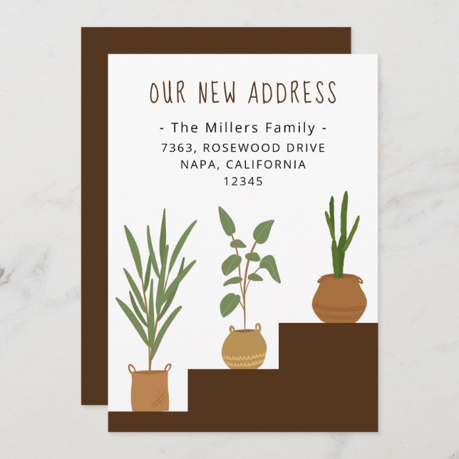 Home Potted Plant Novo Endereço Anúncio Movendo (Frente/Verso)