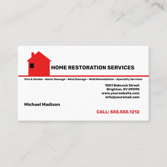 Home Restoration Services Cartão de visita (Frente)