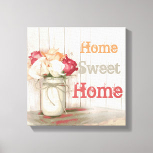Home Sweet Home Country Mason Jar Canvas