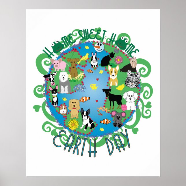 Home Sweet Home Earth Day Animal Impressão (Frente)
