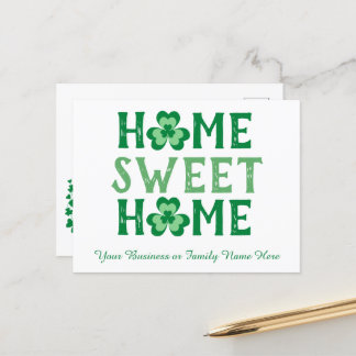 Home Sweet Home Irish Shamrock Cartão postal