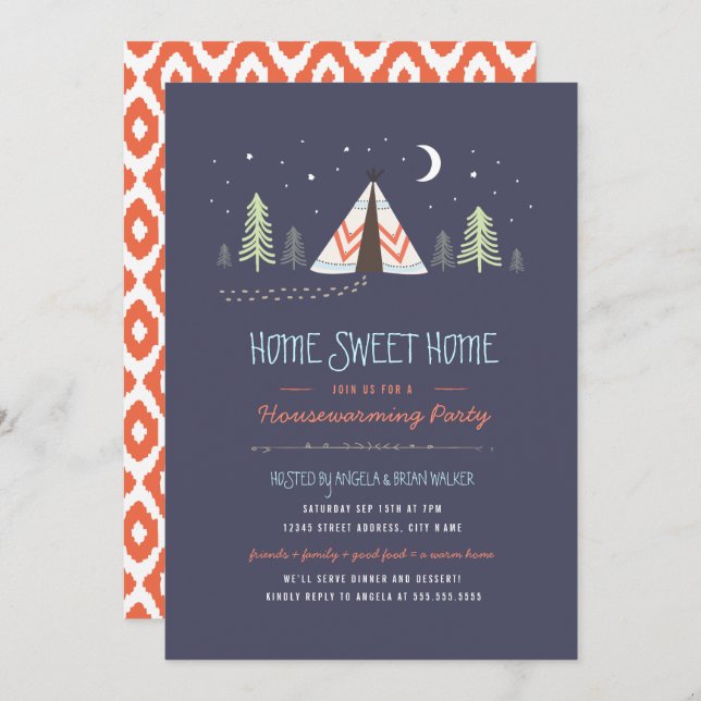 Home Sweet Tipi, Convite para o lar (Frente/Verso)