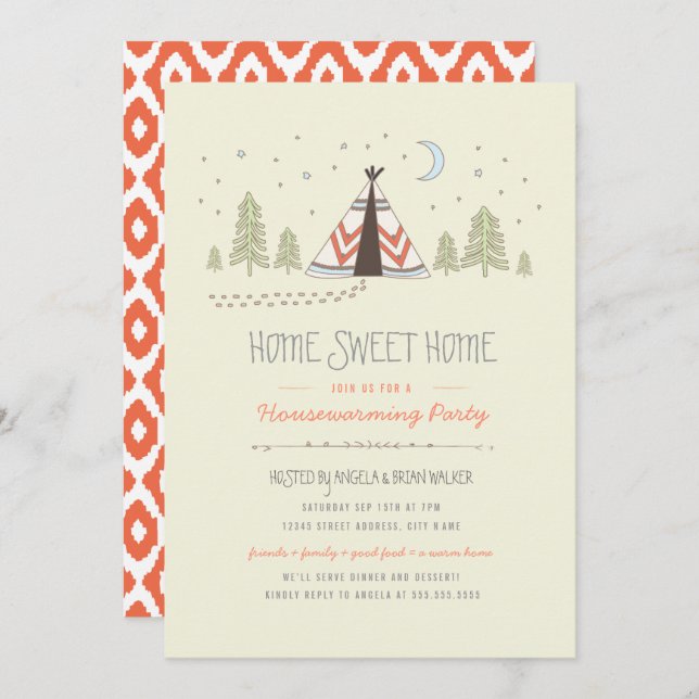 Home Sweet Tipi, Convite para o lar (Frente/Verso)