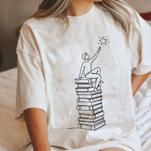 Homem Alcançando Estrela de Pilha de Livros Arte d