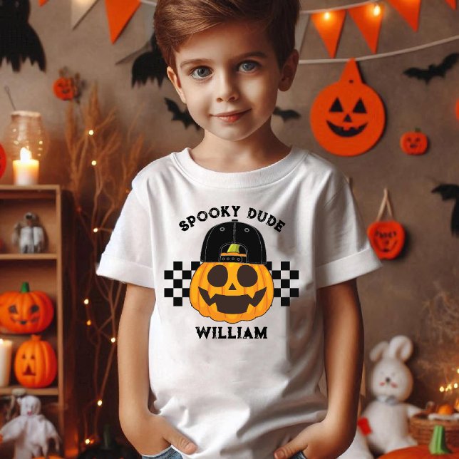 Homem Chocado Retro Pumpkin Toddler Boys Halloween (Spooky Dude Retro Pumpkin Toddler Boys Halloween Tri-Blend Shirt)
