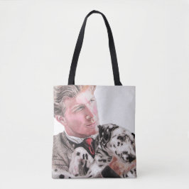 Homem com o Dalmaciano Cachorro Cute Tote Bag