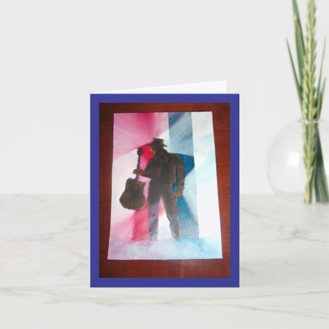 Homem com Vazio de Cartão de Nota de Violão (Frente)