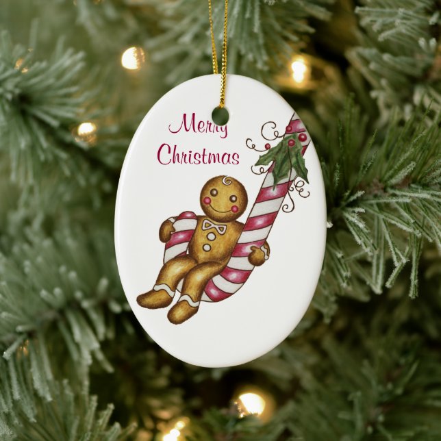 Homem de Biscoito de Natal enfeite de Cana de Açúc (Árvore)