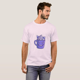 Homem de camiseta branca com gráfico de bebida ass