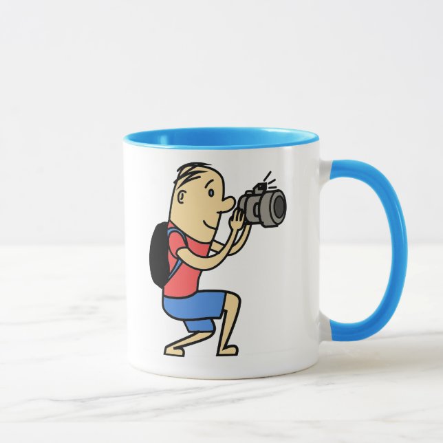 Homem de desenho animado com caneca fotográfica (Direita)
